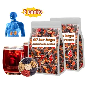 2 Packs Ginseng Five Treasures Tea, Kidney Tea Chinese Herbal Formula Ginseng Six Treasure Kidney Cleanse Detox Teabag for Men & Women, Organic Beverage