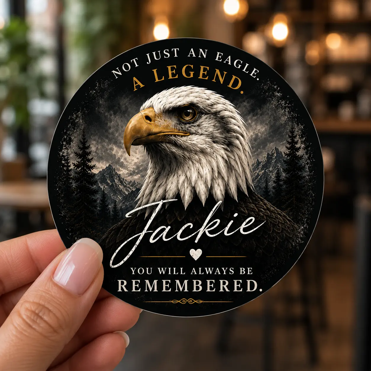 (Set of 1,2,3,5 pcs) Jackie Bald Eagle Memorial Sticker, Not Just an Eagle A Legend Sticker, Laptop Phone or Water Bottle Sport Decal