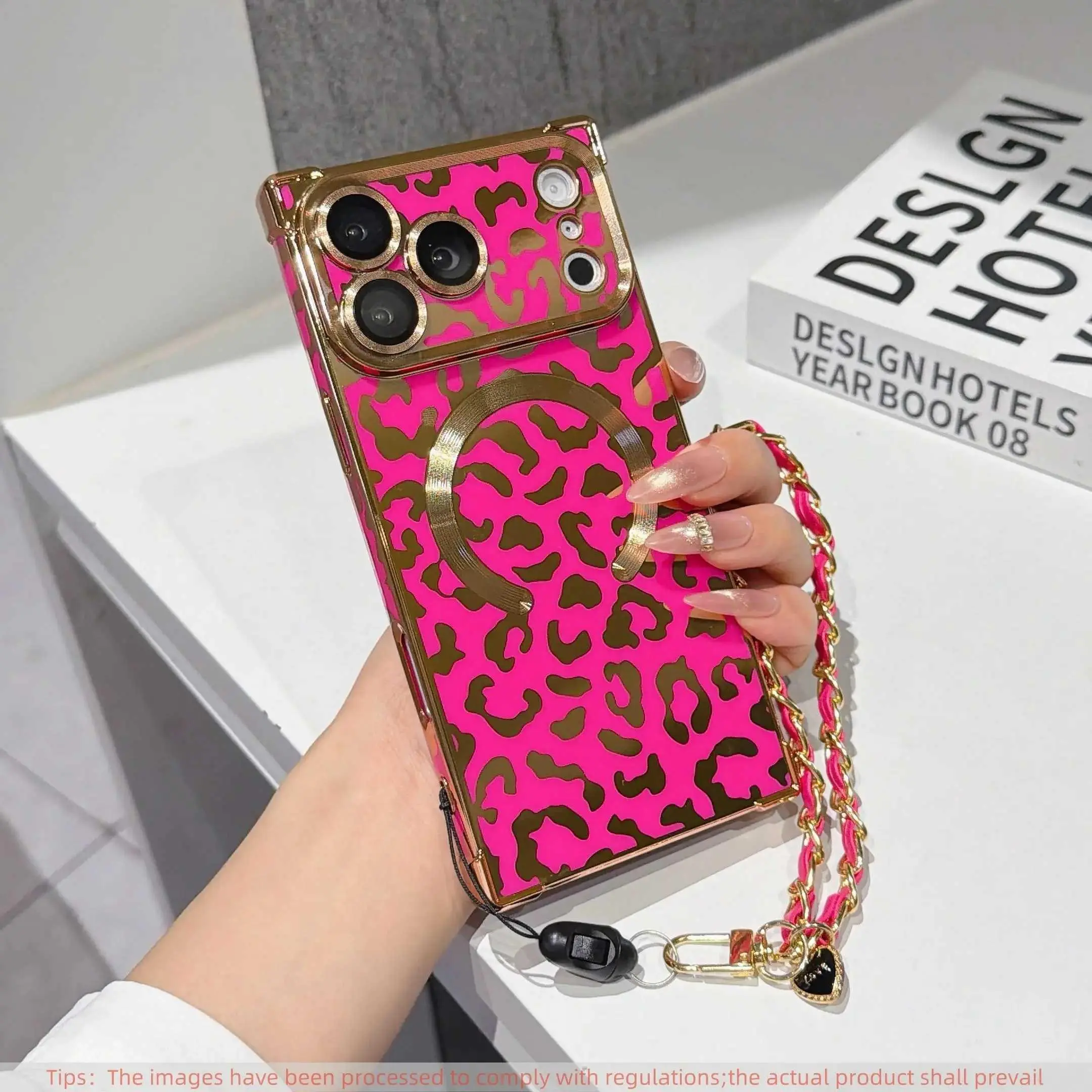 Leopard Print Magnetic Protective Phone Case Cover for iPhone 17 Pro Max, Full Camera Protection, Shockproof, Wireless Charging, Free Lanyar HNY22PLXC