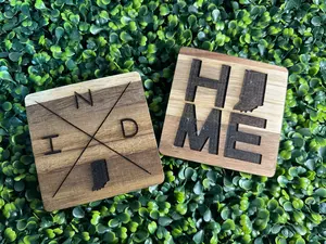 Indiana wood / laser engraved coasters