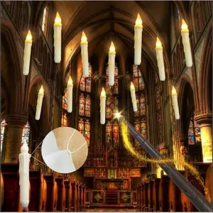 12 Pcs Magic Hanging Candles with Wand Remote, Floating Candles for Christmas Decorations