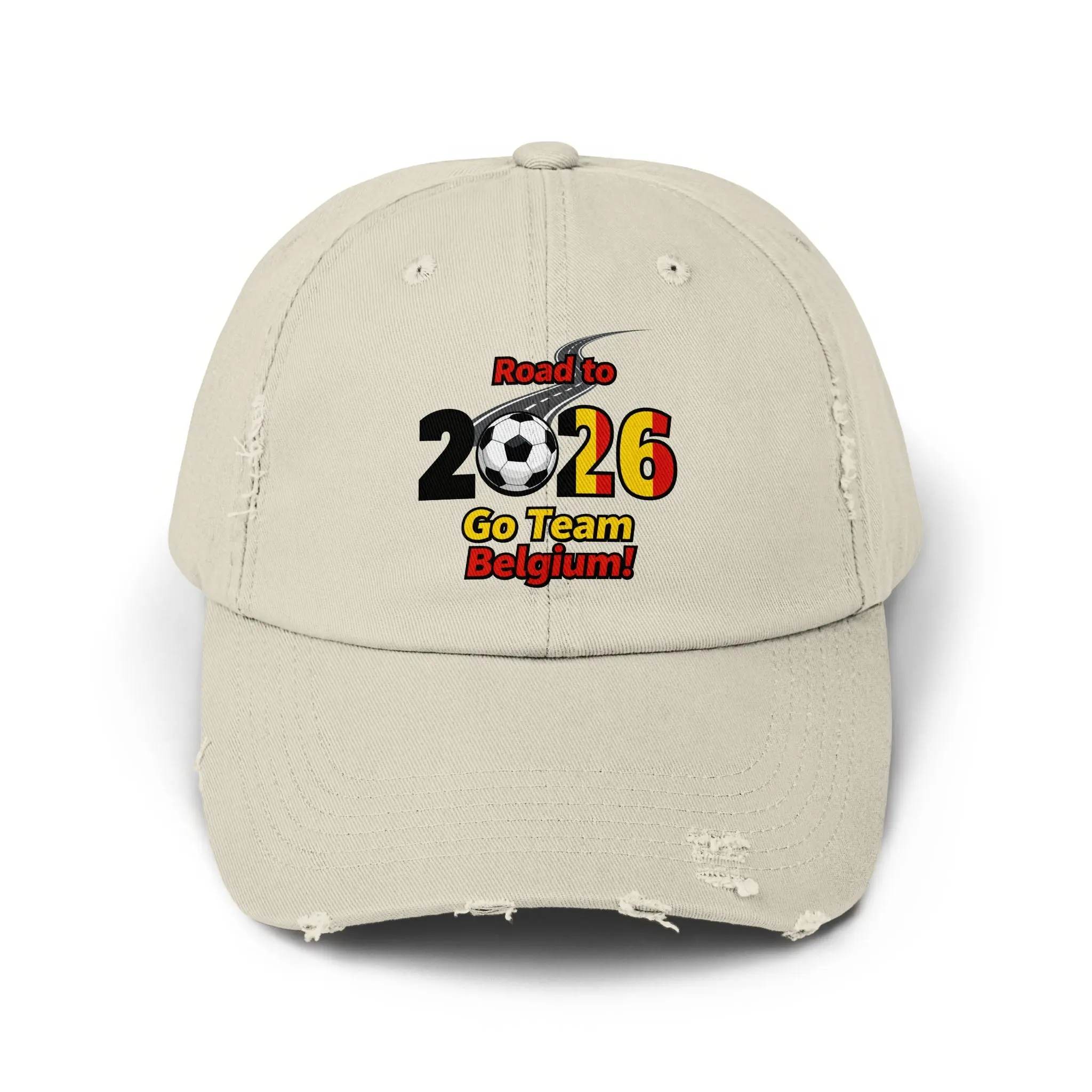 Belgium Distressed Soccer Cap: Limited Edition Road to 2026 Design
