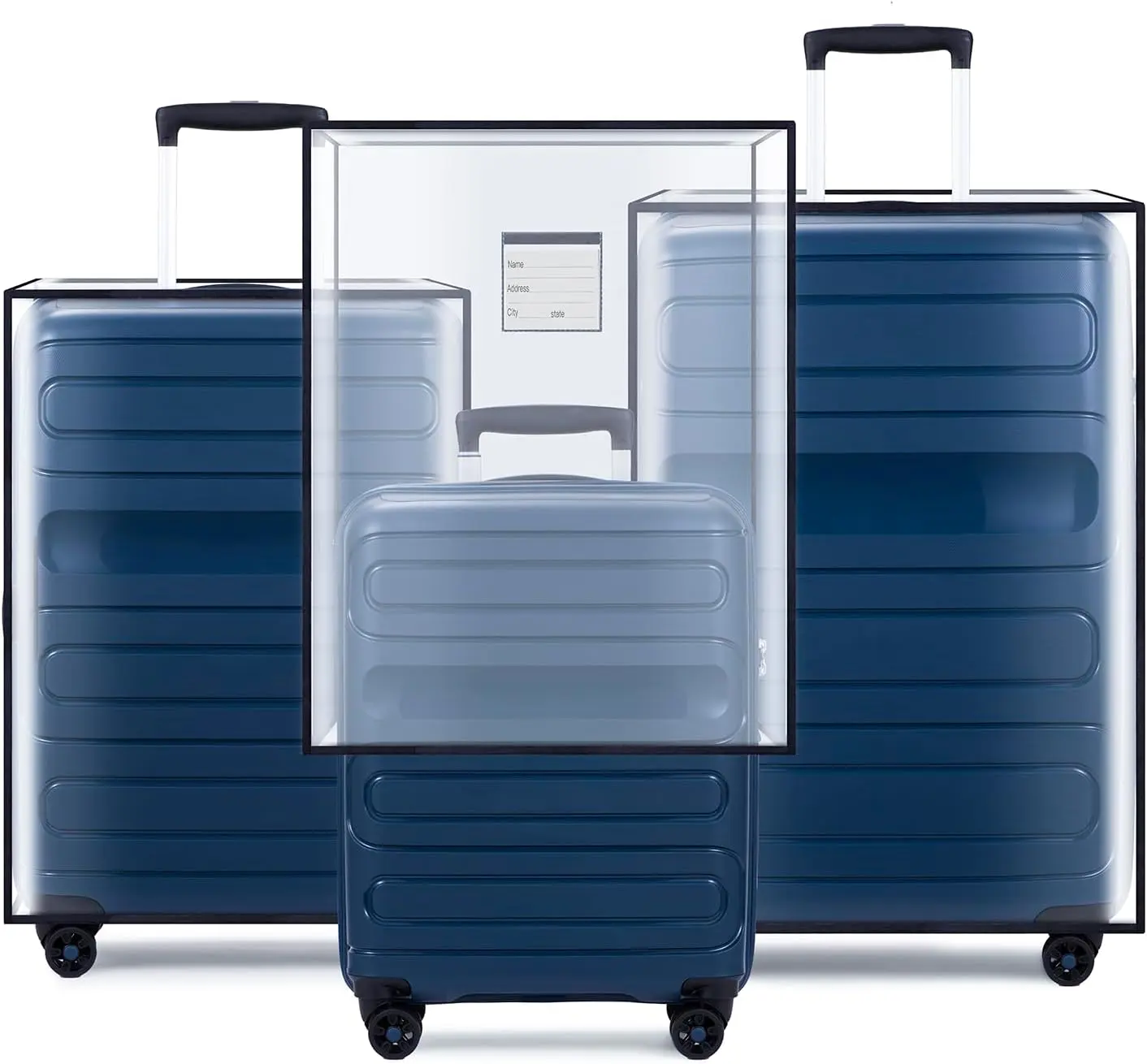 3PCS Clear PVC Luggage Cover Set – Waterproof Suitcase Protectors with Tag Pocket for 20" 24" 28"