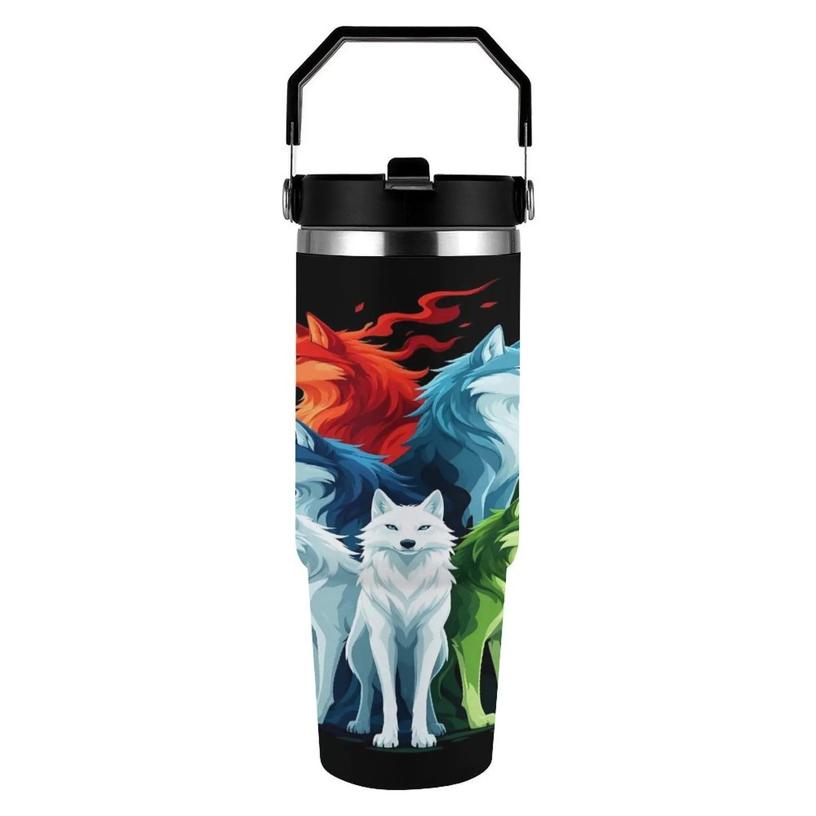 Wolf Pattern 30oz Tumbler | Stainless Steel Double Wall Insulated, Cool Wolf Stuff Merch Decor for Wolf Lovers - Christmas Birthday Thanksgiving Father's Day Mother's Day Gift for Women Men Vacuum Flasks