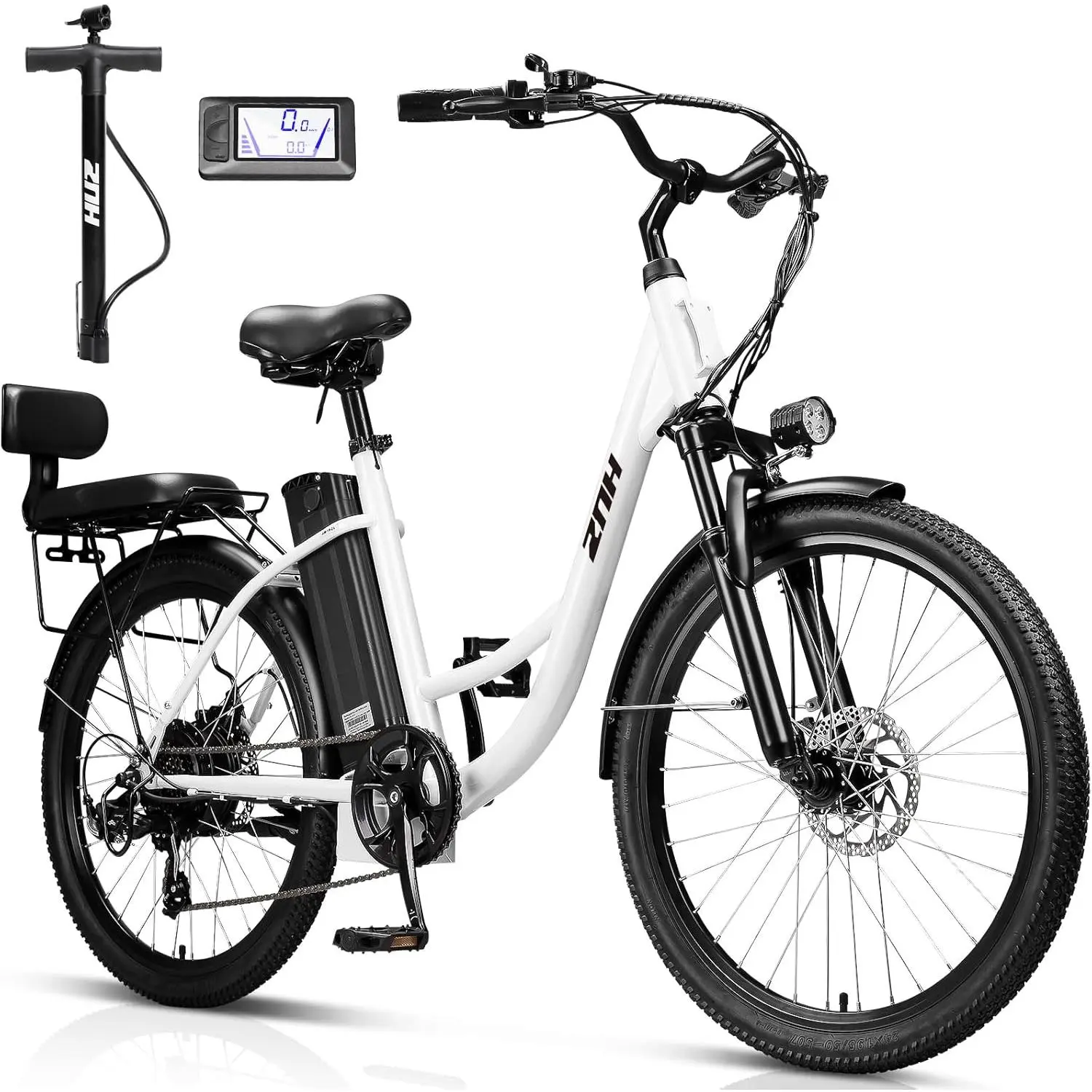 ZNH 750W Commuter Electric Bike for Adults, 48V Long Range Battery, Dual Suspension Ebike with 24" Tires & 300 lbs Capacity