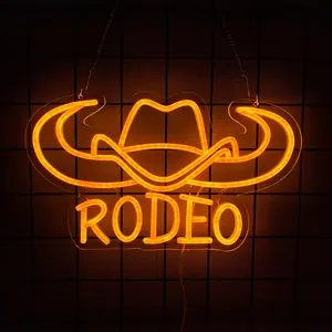 Rodeo Cowboy Design Neon Signs Neon Glow Western Cowboy Neon Light for Bedroom, Man Cave, Bar, Game Room, West Wall Decor Best Gift for Kids Friends Loved Ones