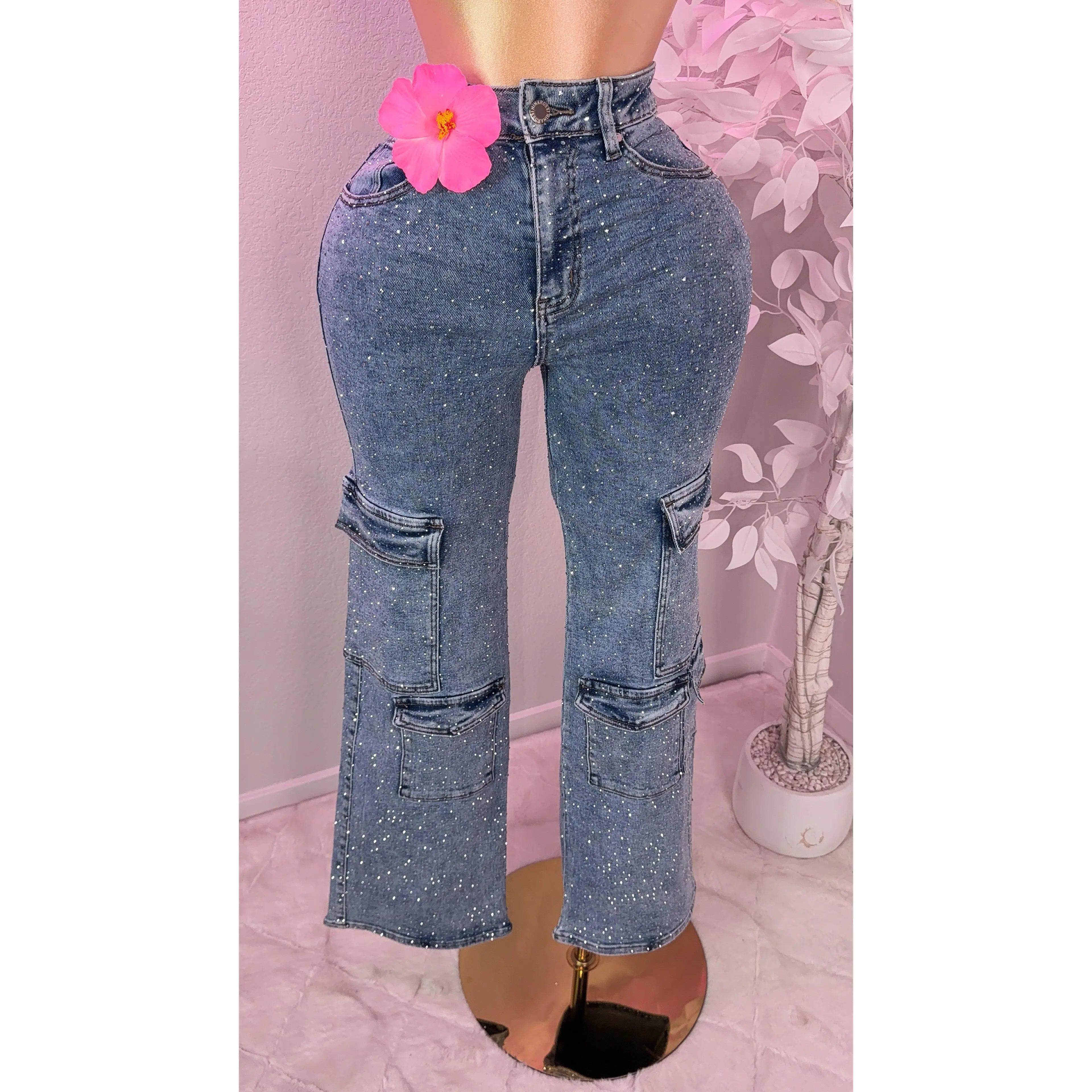 Bandida Rhinestone Cargo Jeans