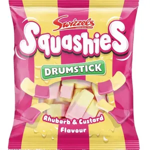 Squashies Drumstick - Rhubarb and Custard Flavor Candies - 120g Each 1 pack