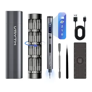 【FathersDayGift】Vmyth ES1 3.7V Mini Electric Screwdriver, Cordless Screwdriver Set with 3 Torque Settings, S2 Alloy Steel Bits, 60 Magnetic Bits, Complete Repair Tool Kit for Furniture, Home Repairs, Phone, Camera, Laptop & 3D Printer