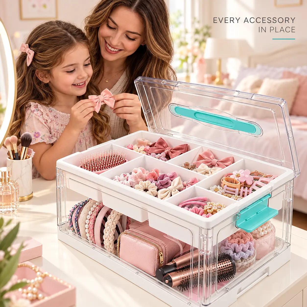 24QT Large Art Supply Organizer with Removable Tray, Adjustable Dividers, Portable Handle & Locking Lid for Storage Organization of Craft Supplies, Kids Toys