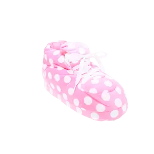 Pink Polka Dot Plush Sneaker Slippers for Women & Girls - Soft Memory Foam Footbed, Non-Slip Sole, Indoor Walking Shoes, Classic Flipflop Slide, Perfect Gift