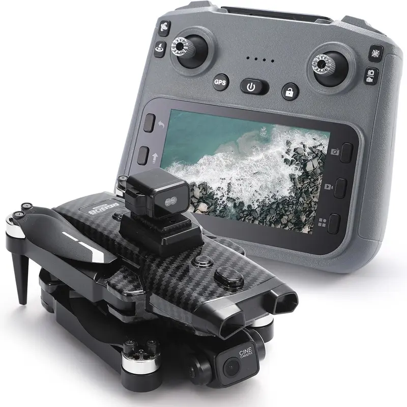 YCMDCGIE RG808 Pro Drone 4K GPS Foldable Quadcopter - 3-Axis Gimbal Dual Cameras, AI Obstacle Avoidance, Follow Me, 4.5" FPV Screen, 40 Min Flight (2 Batteries), for Adults & Beginners