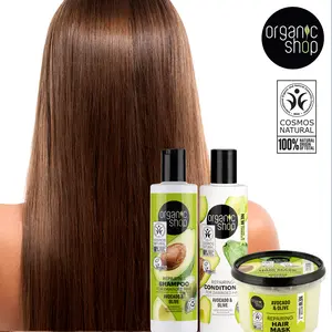 Organic Shop Avocado & Olive – Shampoo + Conditioner + Deep Repairing Hair Mask – Daily Intense Repairing Treatment Set, 100% Vegan & Organic, Rich In Vitamins, Silky Hydration & Nourishing