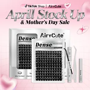 Dense | AiryCute Perfect Density Lashes | Beyond Just "Thick" | Bold Dramatic Look | Ultra-Dense, Waterproof, Long-Lasting, Featherlight Weight for All-Day Comfort | Beginner-Friendly Lashes for a Flawless, Voluminous Look | Trendy & Must-Have Clusters