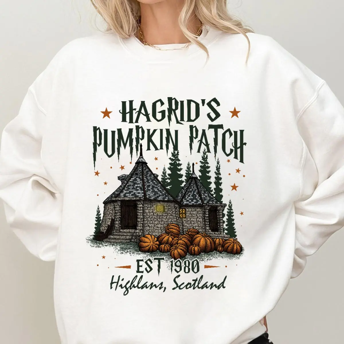 Hagrid's Pumpkin Patch Sweatshirt, Hagrid Pumpkin, Halloween, Farm, Wizard, Pumpkin Halloween, Potterhead Gift, Fall, Hp Fan Gift Crewneck Womenswear, Unisex Long Sleeve Crewneck Shirt