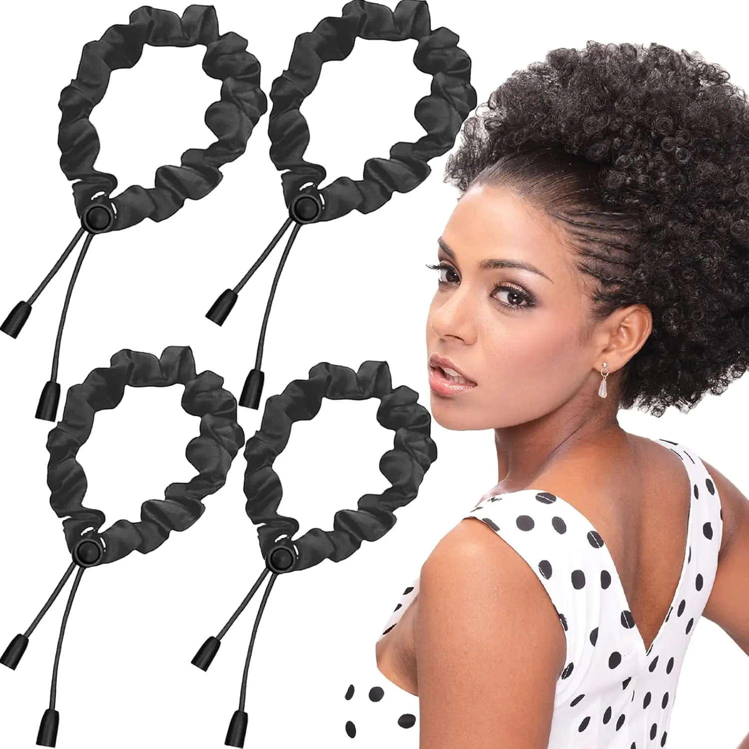 Punk Style Adjustable Hair Tie for Women & Girls,Easy to Use Hair Accessories for Afro Puff Loc Ponytails, Minimalist Headwear for Thick Hair, Curly Scrunchies, Hairbands, Fashion Hair Accessories for Party