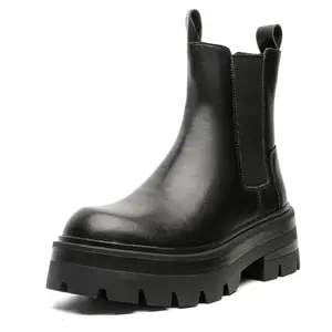 Men's Chunky Sole Chelsea Boots British Style Slip-On Versatile Casual Ankle Boots