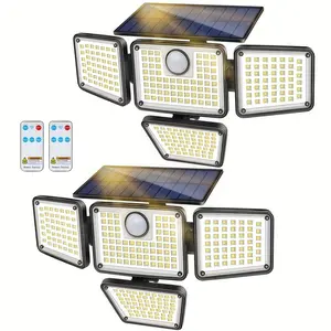 2-Pack 3-Head Solar Outdoor LED Security Lights, 2500LM Motion Sensor Spotlights, 270° Wide-Angle, IP65 Waterproof for Garage, LED Solar Outdoor Fixtures, Led Lights, Solar Outdoor Lights