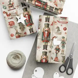 Vintage Nutcracker Wrapping Paper Classic Christmas Gift Wrap