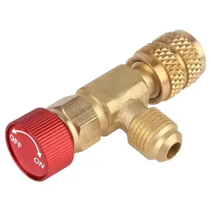 Air Conditioning Refrigerant Valve, 1 Count 1/4" Filler Joint Safety Adapter, AC Valve Air Conditioning Repair and Fluoride Filler Joint Safety Adapter