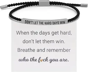 Dont Let The Hard Days Win Bracelet for Women Men,Adjustable Handmade Braided Bracelet Stainless Steel Tube Engraved Inspirational Bracelet for Women Men Inspirational Jewelry Gifts