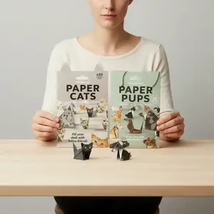 50 Pcs DIY Cat Dog Origami Set, Foldable 3D Cute Paper Craft Kit, Papercraft Figures, Handmade DIY Activity, Party Holiday Gift, Creative Christmas Present