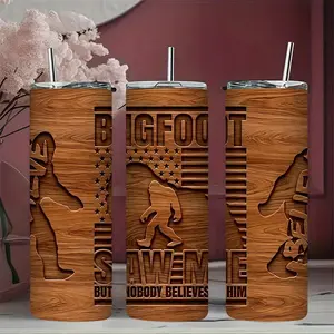 1pc 17oz/17.5oz/20oz/22oz/26oz/30oz/30.5oz/32oz/33oz/40oz Big Foot Sasquatch  Tumbler，Suitable for camping, outdoor activities, and office use, it makes an ideal gift for Easter, Thanksgiving, Father's Day, Mother's Day, and graduation.