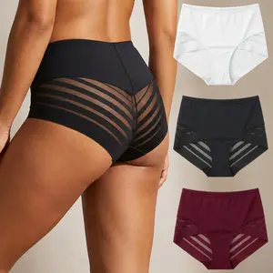 4pcs sexy semi-transparent butt-lifting seamless briefs,Women's sheer ice silk mid-waist panties,  suitable for fitness, sports, and everyday wear, soft and comfortable women's underwear.