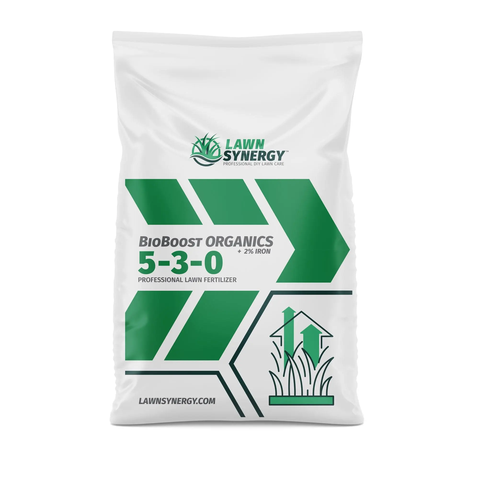 LawnSynergy BioBoost 5-3-0 Organics Lawn Fertilizer with 2% Iron for Centipede Lawns - Professional Grade Soil Enrichment & No Burn Formula