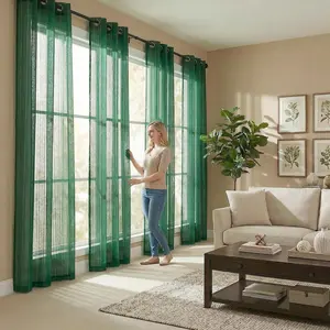 Curtain Club 4 Panels 34x84inch 540D mesh straight stripe curtains with loops at the top, soft and light-transmitting, suitable for bedrooms and living rooms, 130 GSM. FT6662