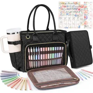 Large Bible Bag with Bible Cover Case for Women, Quilted Church Tote Bag Carrying Case w/Shoulder Strap, Bible Study Supplies Journaling Kit Accessories, Christian Gift for Women Mom Friends Teacher