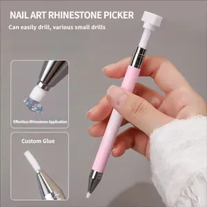 Hot-selling rotating stamping nail art rhinestone picking pen, self-adhesive diamond wax pencil and bead picking tool, INS-style DIY Nail Art tools, suitable for various nail art styles