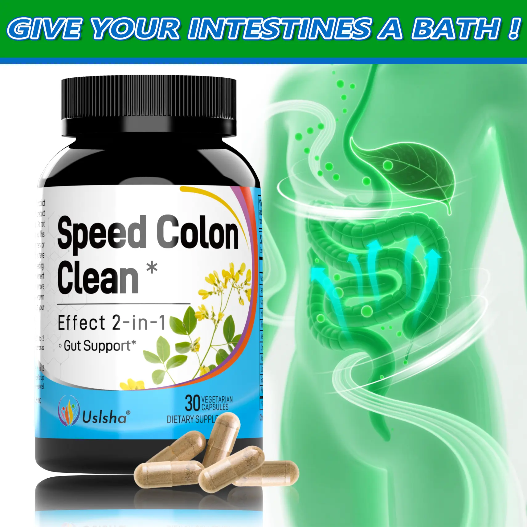 USLSHA 15 Day Cleanse For Men & Women Colon Herbal Ingredients Formula with Psyllium Husk, Senna Leaf, Cascara Sagrada, Licorice Root & More to Support Gut,Colon and Digestion|
