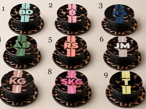 Personalized Tortoiseshell Phone Grip Pop Socket Custom Initials Phone Stand Leopard Print Phone Holder Neutral Aesthetic Mobile Accessory Gift for Women Men
