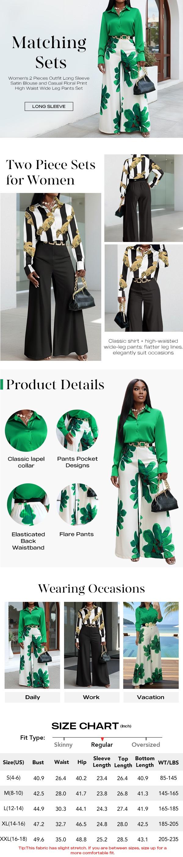 ChicMe 2 Pieces Outfit Long Sleeve Satin Blouse and Casual Wedding Guest Floral Print High Waist Wide Leg Pants Wedding Set/High-Waisted Lounge Outfit/ Satin Blouse and Pants Set(Without Belt Flowy ChicMe 2 Pieces Outfit Long Sleeve Satin Blouse and Casual Wedding Guest Floral Print High Waist Wide Leg Pants Wedding Set/High-Waisted Lounge Outfit/ Satin Blouse and Pants Set(Without Belt Flowy