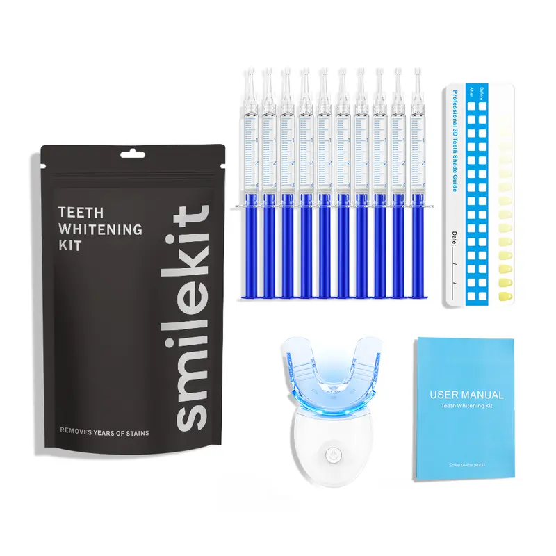 Teeth Whitening Kit for Sensitive Teeth with LED Blue Light, 10 Teeth Whitening Gel