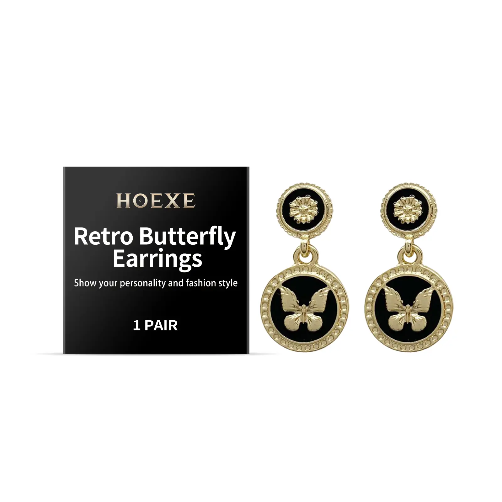 Hoexe Vintage Butterfly Earrings with Niche Design, Fashionable Personality Charm, Light Decoration, Simple Style & Small Parts for Costume Jewelry Enthusiasts