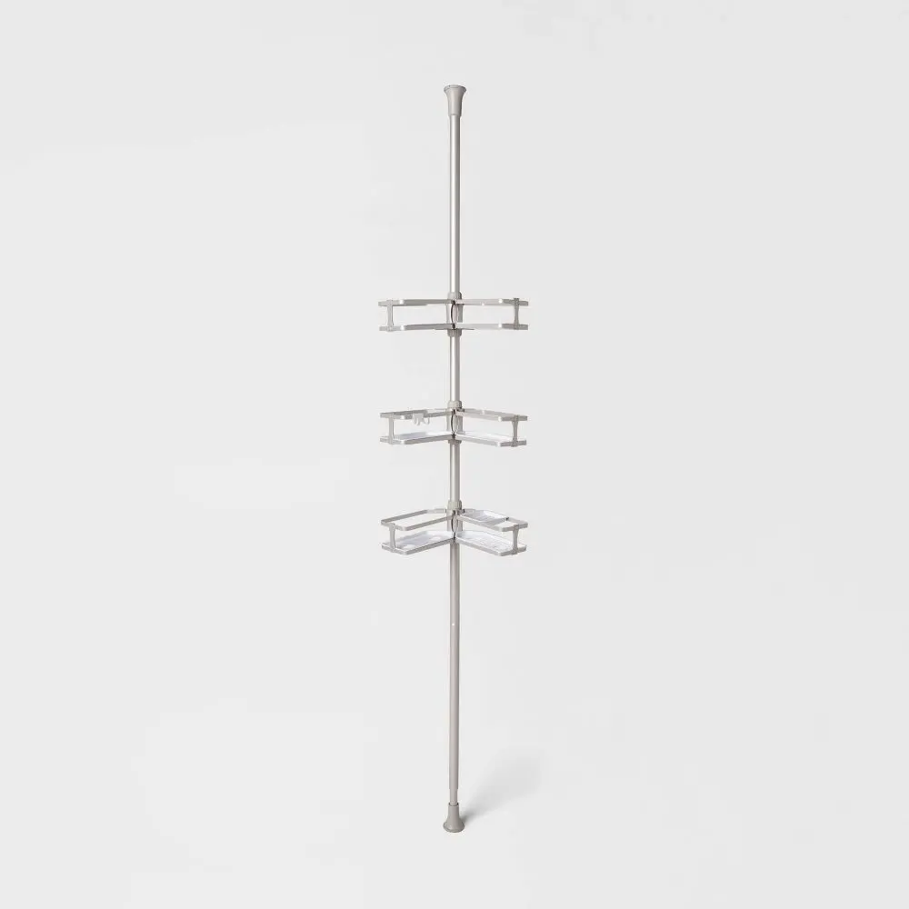 Threshold Tension Pole Aluminum Shower Caddy Bathroom Corner Shelf Organizer