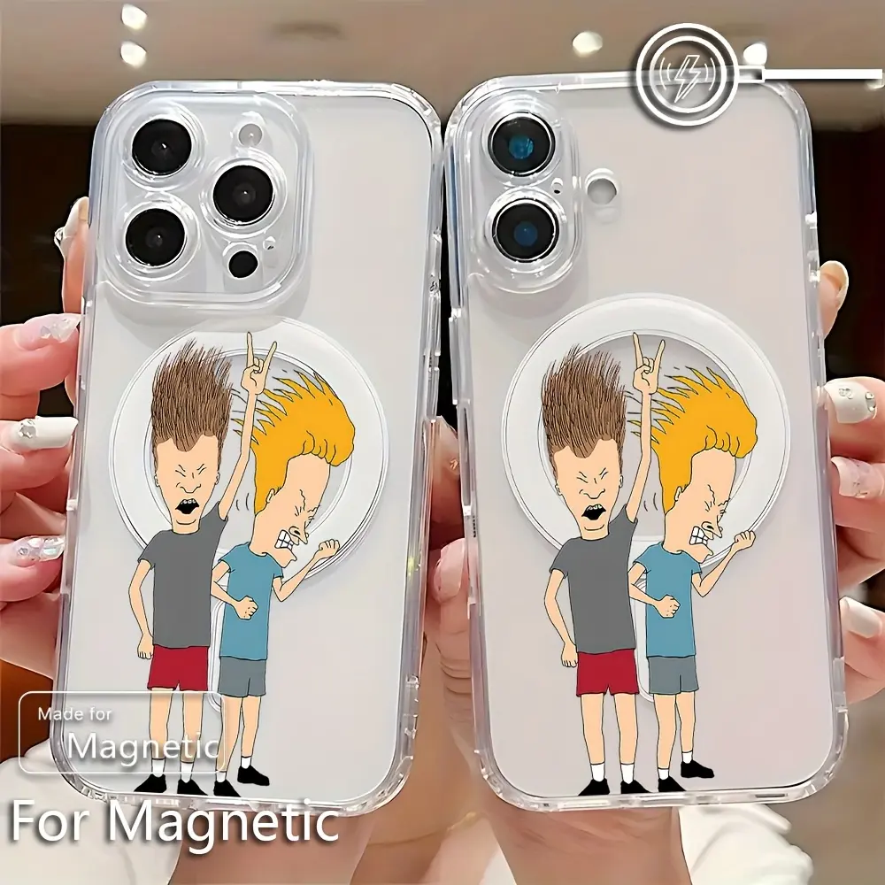 Funny TV Show Beavis & Butt-Head Phone Case Suitable foriPhone 17 E Air Pro ProMax iPhone16 15 14 Plus 13 12 11 X XS XR Transparent Magnetic Shockproof Soft TPU Back Cover