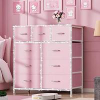 9 Pink Drawers (diamond Strips+Crystal Handles)