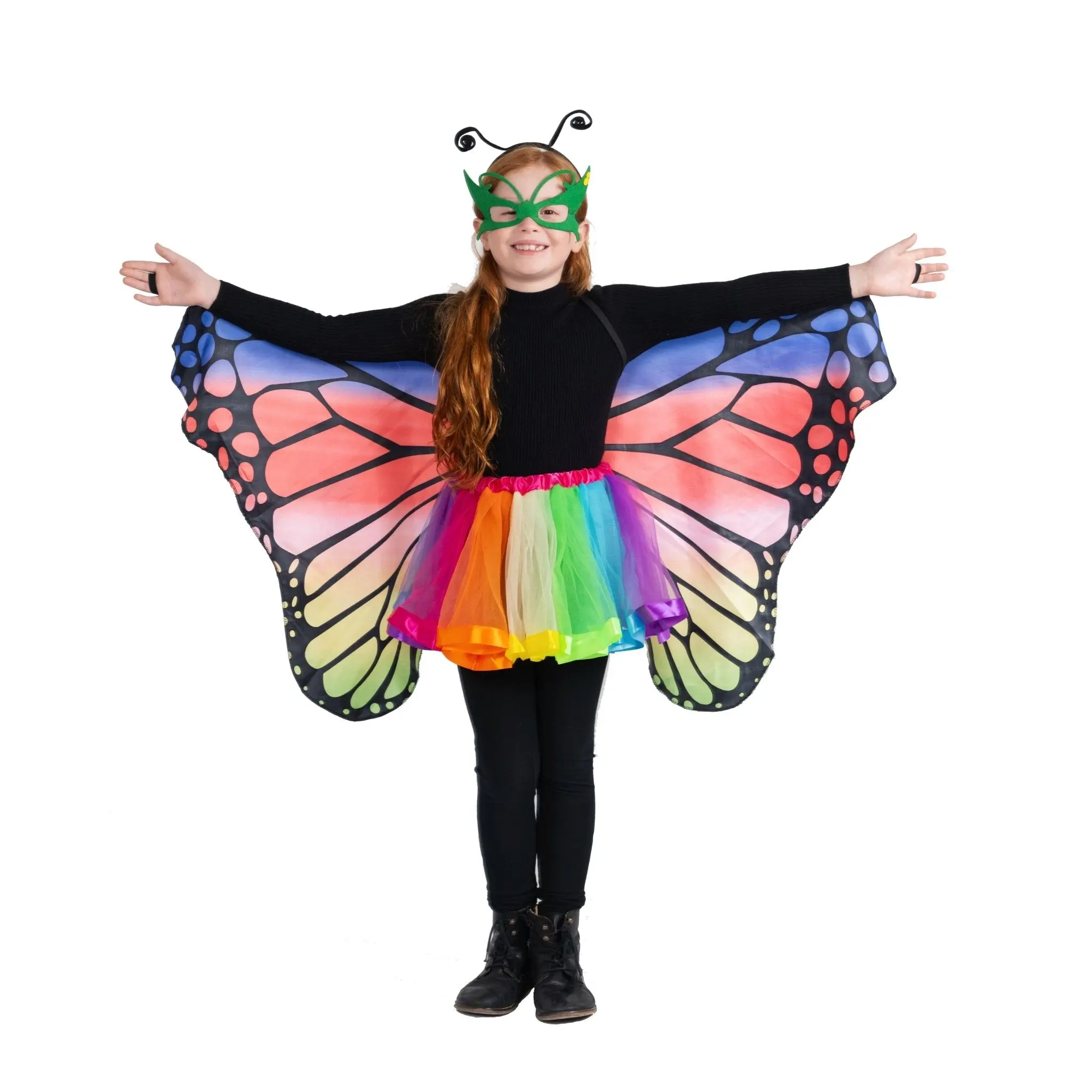 Butterfly Princess Costume for Kids - Colorful Princess Dress Up Costume Set With Tutu, Wings, Headband & Mask For Girls - Perfect For Fantasy Party, Birthday, Pretend Play Fun & Cosplay