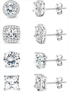 Minimalist Temperament Artificial Zircon Inlaid Square Stud Earrings, Fashionable High Quality Lightweight Earring for Women & Men, Trendy All-match & Exquisite Jewelry for Birthday Gift, Elegant Minimalist Solitaire Earrings, Studs Earrings