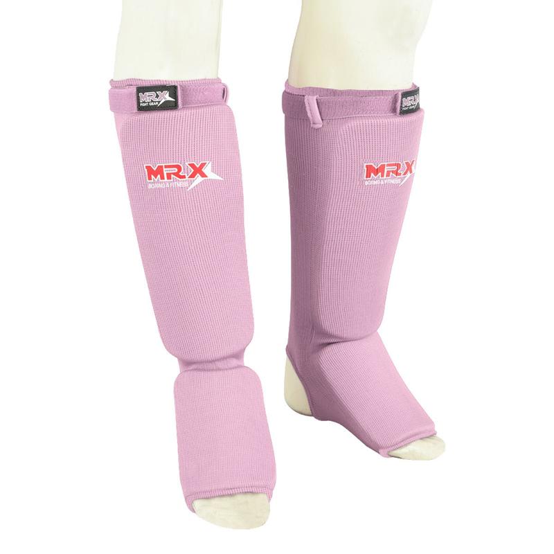 MRX BOXING & FITNESS Muay Thai Shin Guards Kick Boxing Leg & Foot Protector Pad MMA Shin Guard Extra Padding for Men or Women Protective Gear