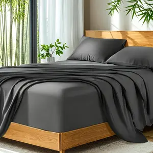 Soft Bamboo Sheets Twin/Full/Queen/King Size - Cooling Bamboo Bed Sheets for Hot Sleepers, Breathable & Moisture Wicking, Hotel Luxury Bedding Set with Deep Pockets