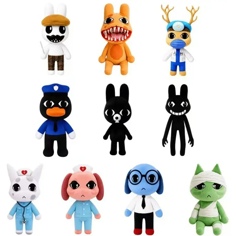 Horror Game Character Plush Toy Collection Soft Stuffed Animal Doll Cute Cartoon Figure Plushies for Fans Gift Bedroom Decor