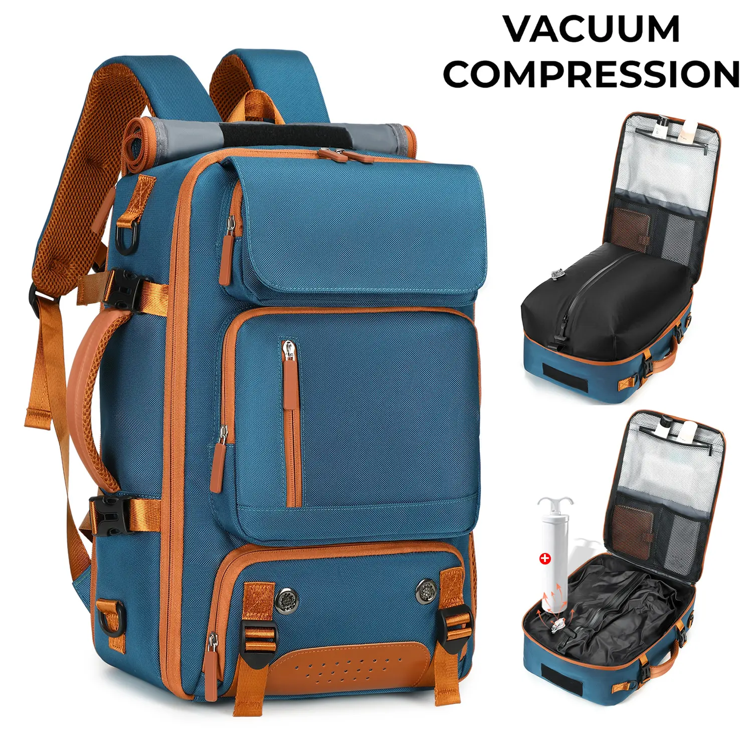 Men's lightweight travel bag, vacuum-sealed backpack, outdoor sports multi-functional computer bag, vacuum compression bag with large capacity, can be worn crosswise and carried as a shoulder bag or backpack