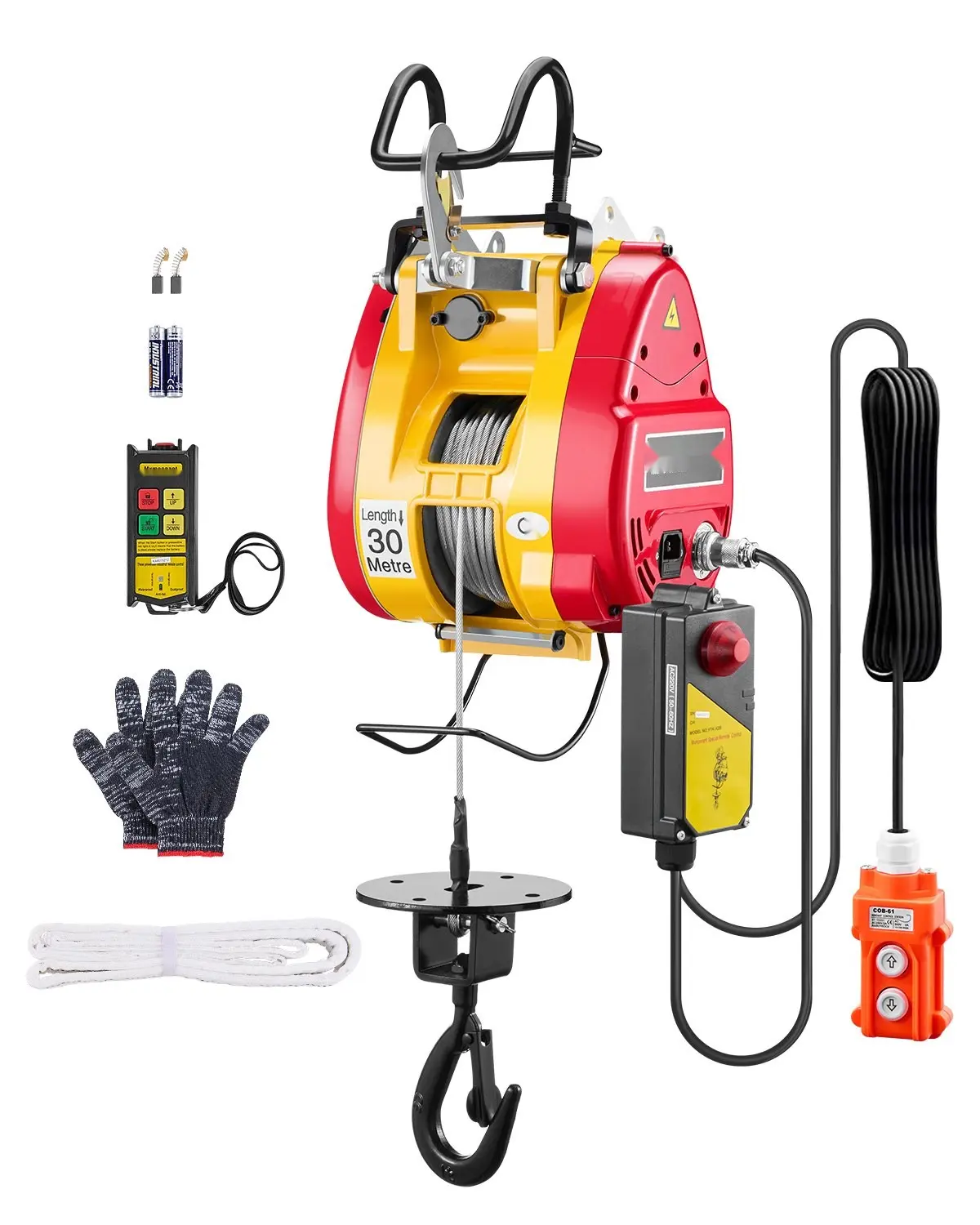 2-in-1 Portable Electric Hoist Winch 1100 Lbs With Wired and Wireless Remote Control for Construction, Garage and Workshop Lifting, Compact Yet Powerful Electric Lifting Device, Durable Aluminum Frame, Easy Installation