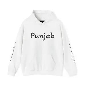 Punjab Minimalist Text Hoodie | Black Punjab Map Back Silhouette