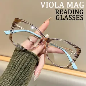 Anti-Blue Light Reading Glasses with Far Vision Magnification, TR90 Metal Spring Hinges for Fit, Full-Rim Cat-Eye Eyeglasses for Computer, TV, Work & Driving, High Quality Eyewear – Optics