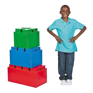 1 ft. – 2 ft. 3D Block Party Brick Building Cardboard Cutout Stand-Up Set – 3 Pc.